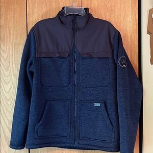 Ascend by Bass Pro Shops Men’s MEDIUM Jacket knit fleece navy blue mixed media